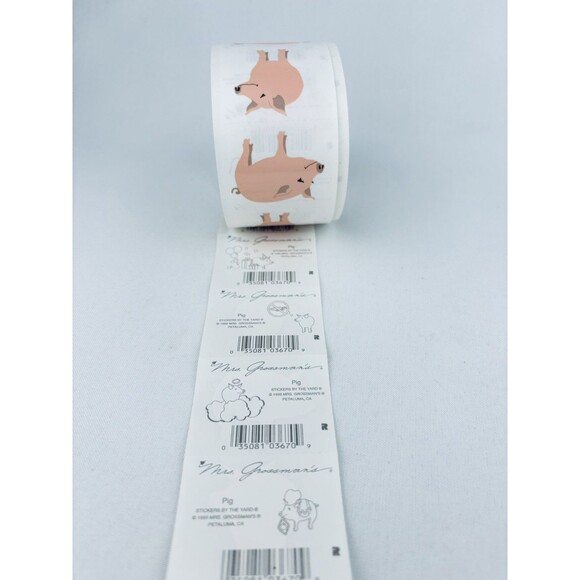 Vintage 1999 Pink Pig  Mrs. Grossman's Stickers Roll Scrapbooking Animals Read! - Picture 6 of 9
